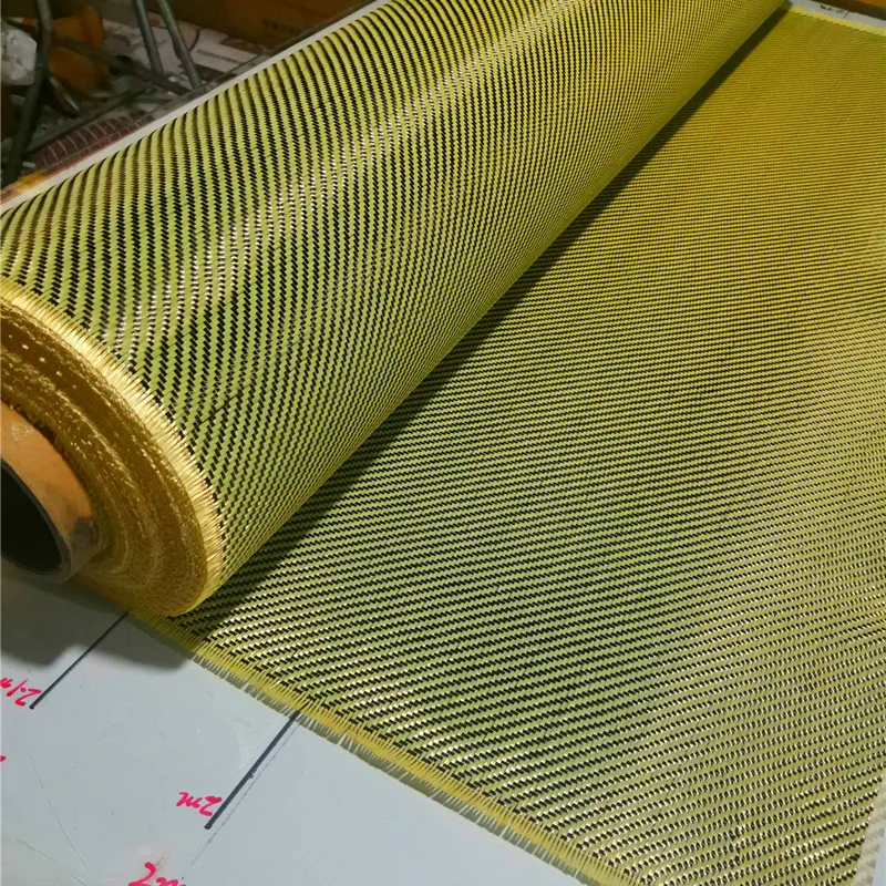Facile da installare Carbon fibre aramidiche ibrida tessuto giallo a telaio Hollow fabbrica in fibra di carbonio aramide panno 185gsm 