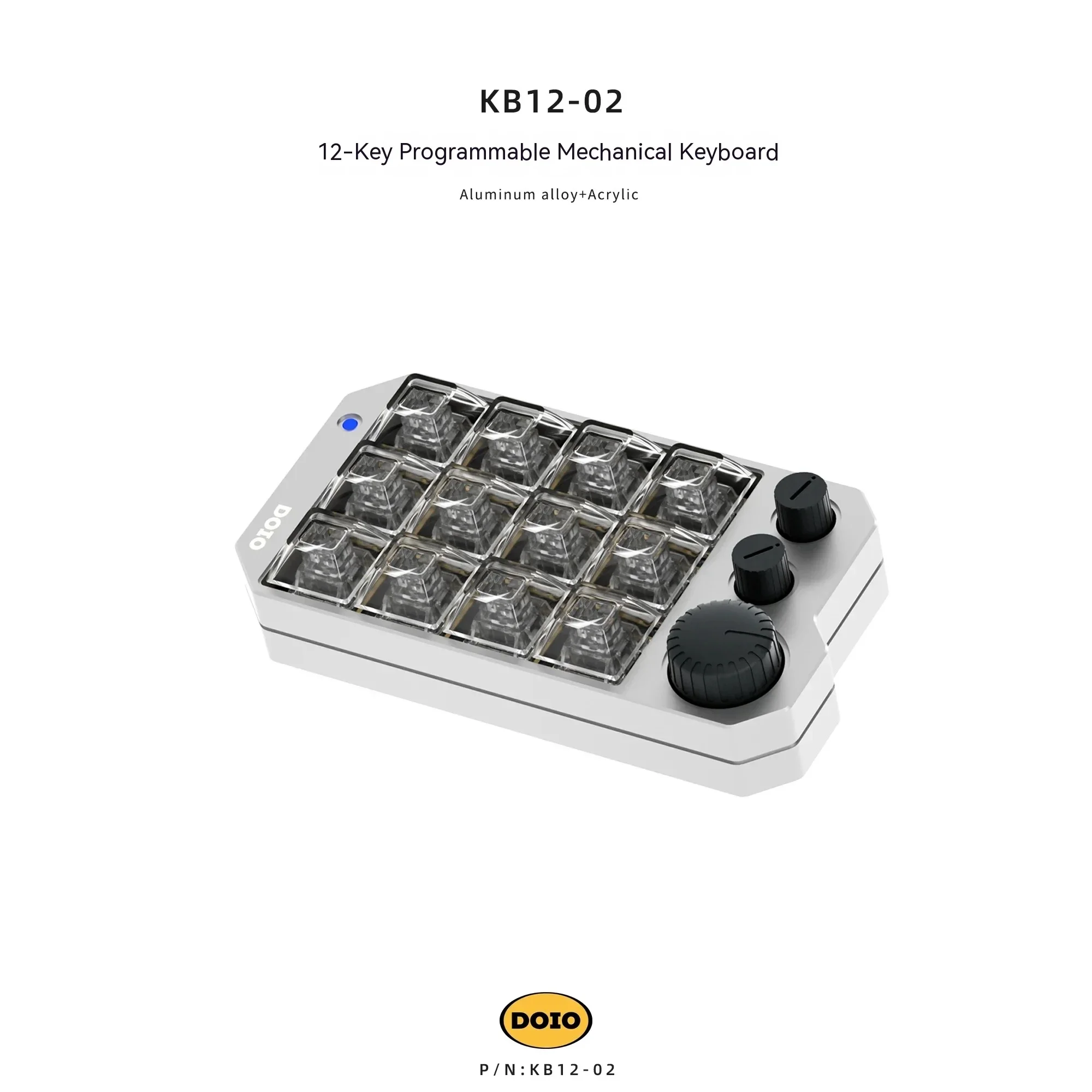 

Doio Kb12-02 Keypad Mini12 Aluminium Hot Swap Three Knob Custom Designer Mechanical Keyboard Rgb Portable Qmk Via Mac Office