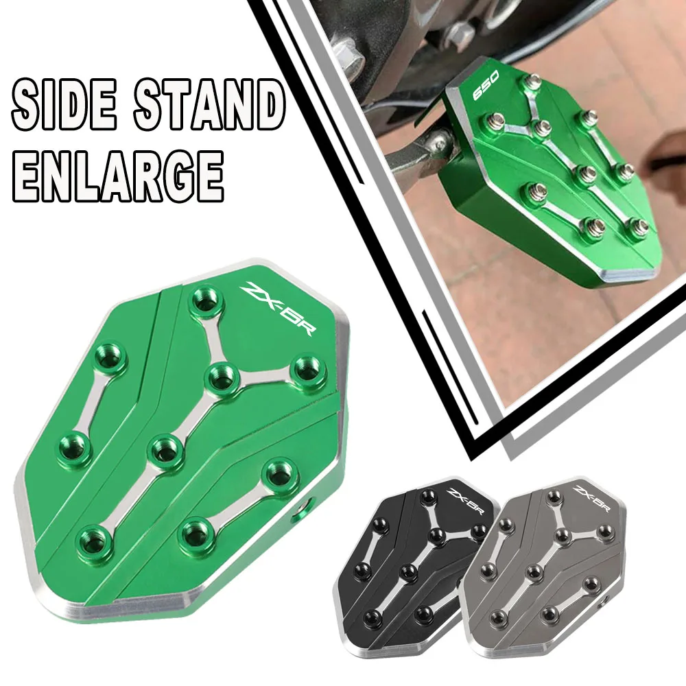 

For KAWASAKI NINJA 300 650 1000 ER6F Ninja650 ZX10R ZX6R Motorcycle CNC Kickstand Side Kick Stand Pad Plate Base Accessories