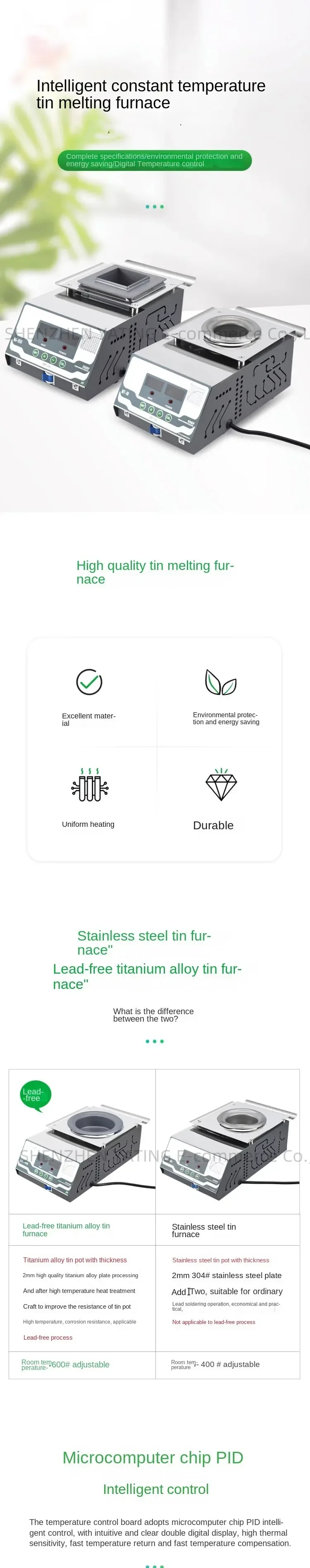 High Temperature Solder Tin Furnace Digital Display Lead-freeSteel Square Round