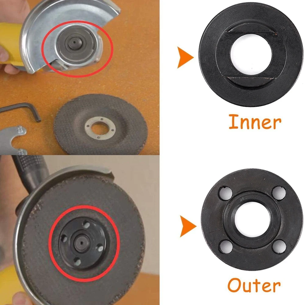 УШМ с внутренней наружной фланцевой гайкой, набор из 2 резьбовых гайки M16 для шпинделя 16 мм, угловая шлифовальная машина в сборе, крепление, электроинструмент