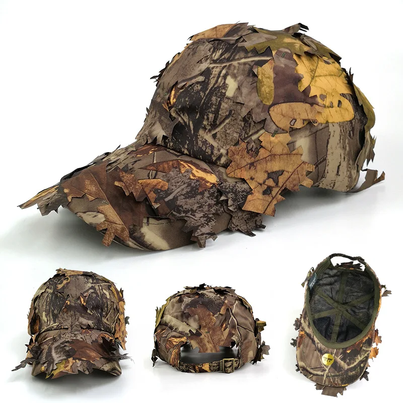 Lightweight 3D Maple Leaves Boinic Camouflage Hunting Fishing Hat Sun Protection Thin Breathable Anti-Sweat Outdoor Sports Cap