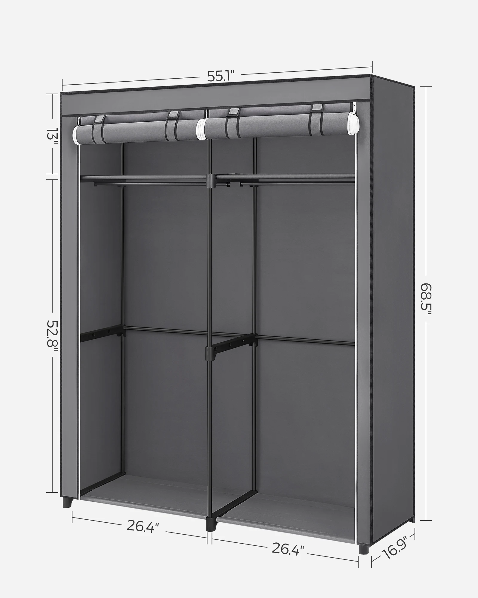 SONGMICS Closet Wardrobe, Portable Closet for Bedroom, Clothes Rail with Non-Woven Fabric Cover, Clothes Storage Organizer 6