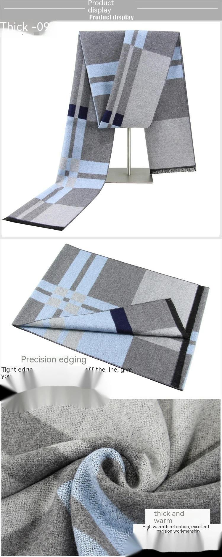 Herren Karoschal Aus Seidenplüsch - Warmer Winter Halsschal_voghion.com