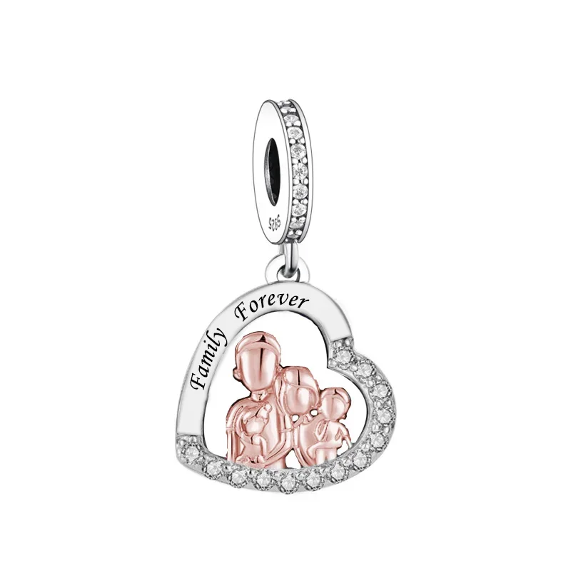 Fit Original Pan Charms Bracelet 925 Sterling Silver Father Daughter Mother Son Family Forever Bead For Making Women Berloque 5