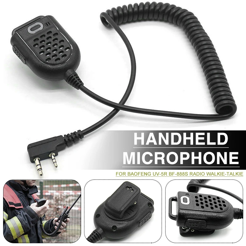 1W Audio Output Walkie Talkie Hand Microphone Handheld Radio Speaker Mic Suitable For Baofeng BF-888S Microphones sv hand handheld shoulder speaker mic for kenwood radio walkie talkie ts 480hx tm 231 ts 990s round 8 pin mc 43s