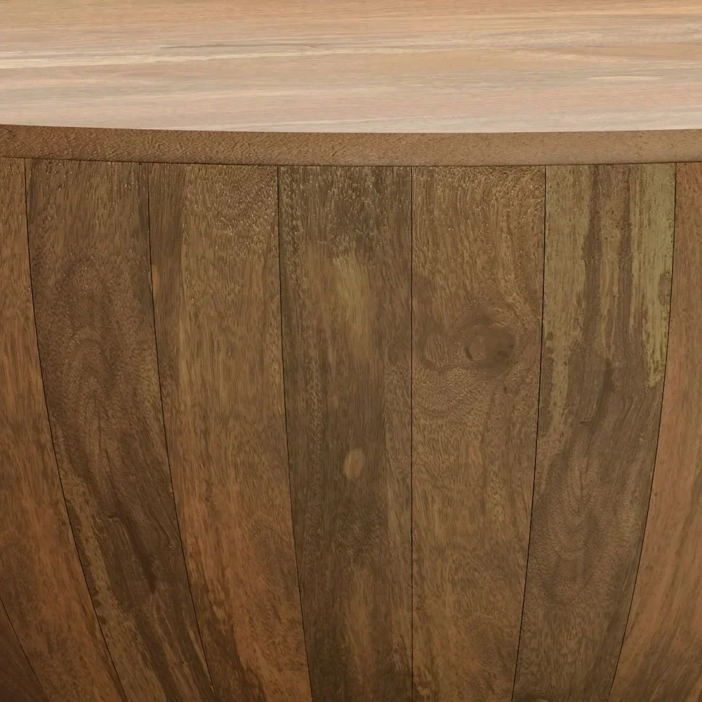 Coffee Table Mango Wood Modern Industrial 34 Inch Round，Fully Assembled, for The Living Room and Family Room Coffee Table