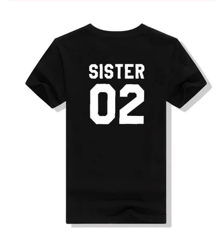Sister 01 02 Letter Print Women T Shirt Short Sleeve O Neck Loose Friends\' Tshirt Summer Women Tee Shirt Tops Camisetas Mujer