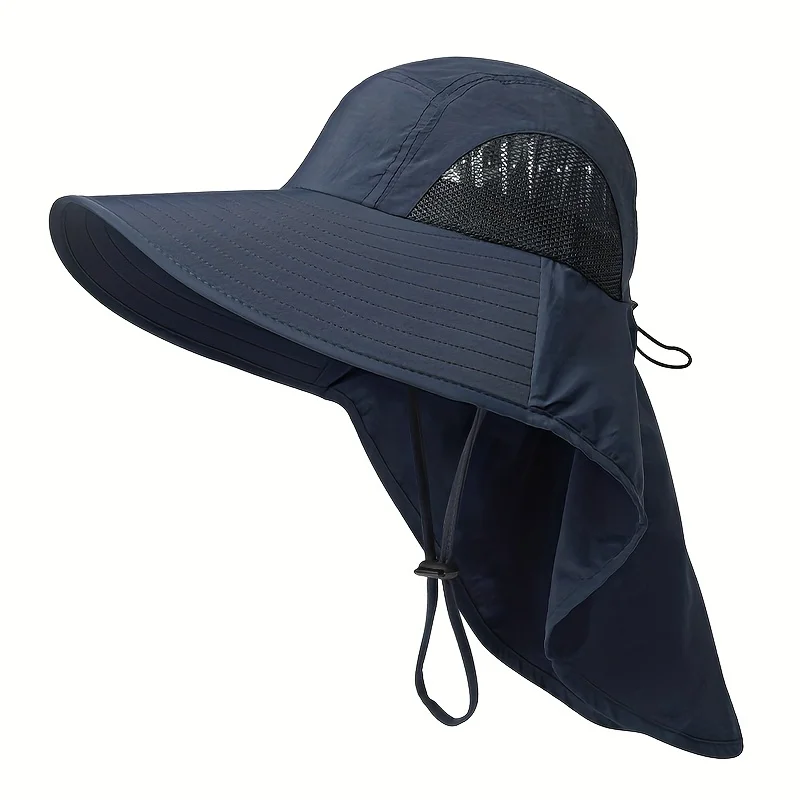 Men's Wide-Brimmed Sun Hat Breathable Adjustable Waterproof Nylon Hat With Mesh Weaving Suitable For Hiking And Camping fishing hat