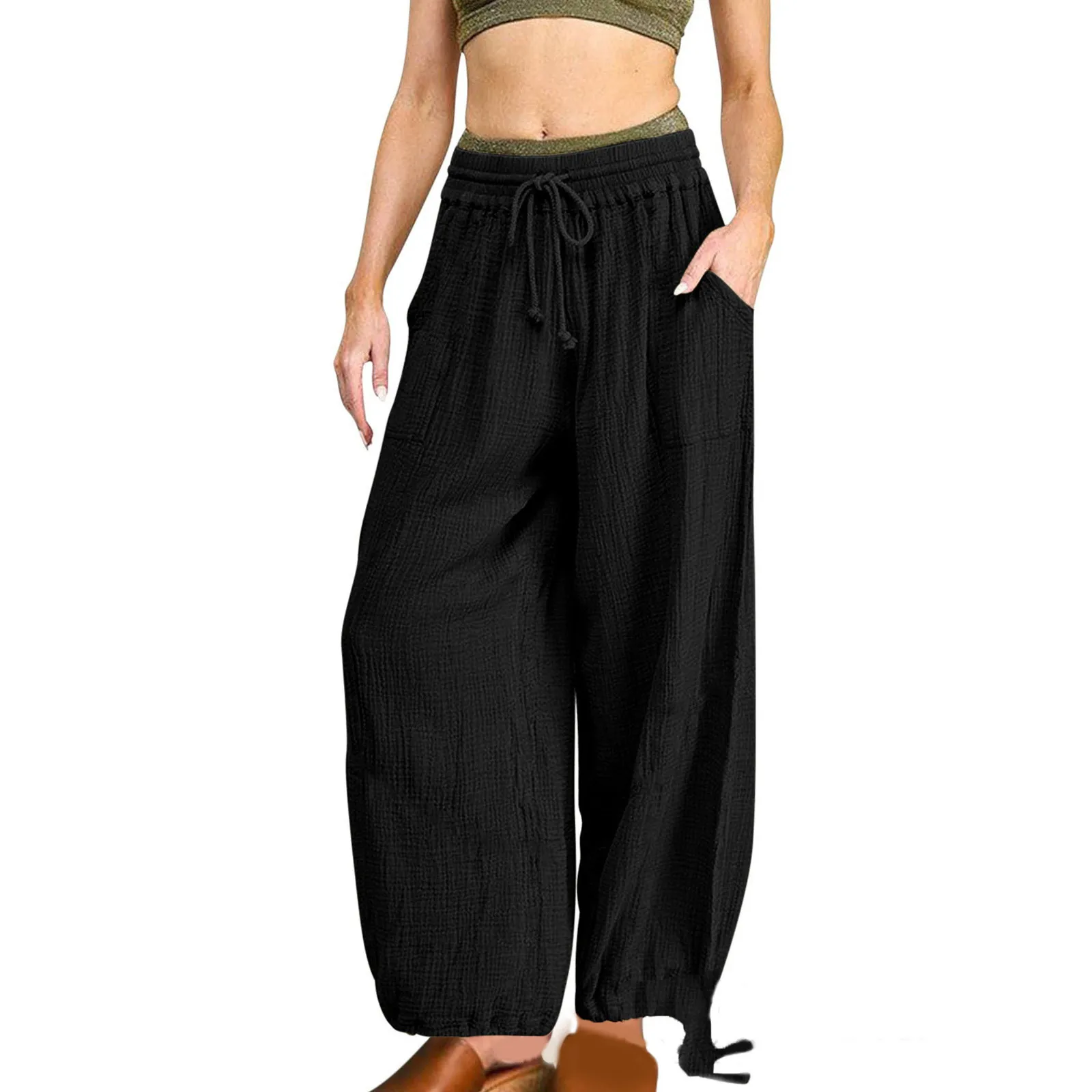 

Wide Leg Pants Mid-Waist Trousers Loose Slimming Flared Ladies Trousers Fashion Versatile Comfortable Trousers 한국동대문 2023 겨울
