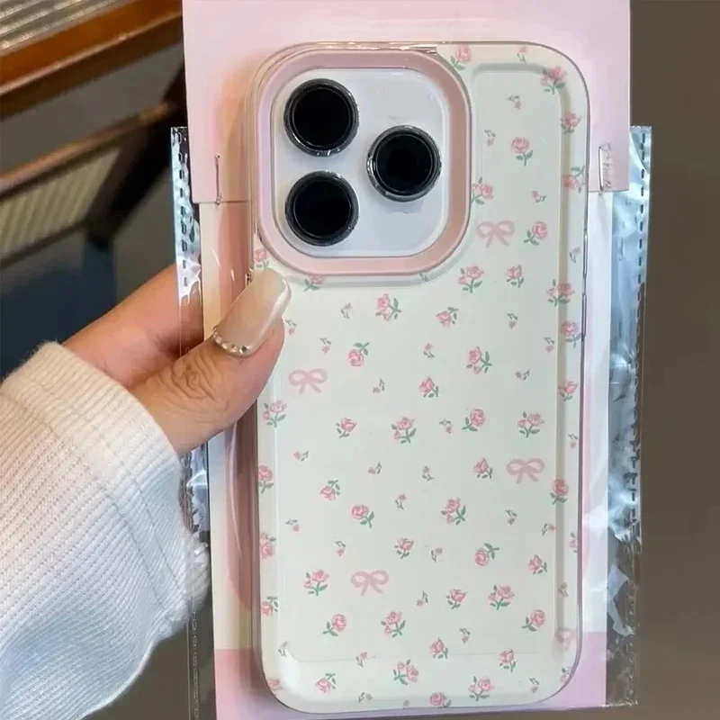 Transparent Pink Little Flowers Soft Phone Case Cover