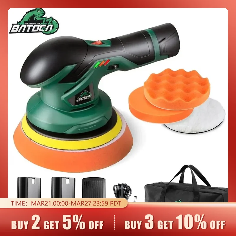 Lucidatrice Per Auto Senza Fili Batoca Lucidatrice Per Auto Wireless Da 12V Senza Spazzole A Doppia Azione Senza Buffer 2 Pezzi 2.0Ah Batteria Al Liti