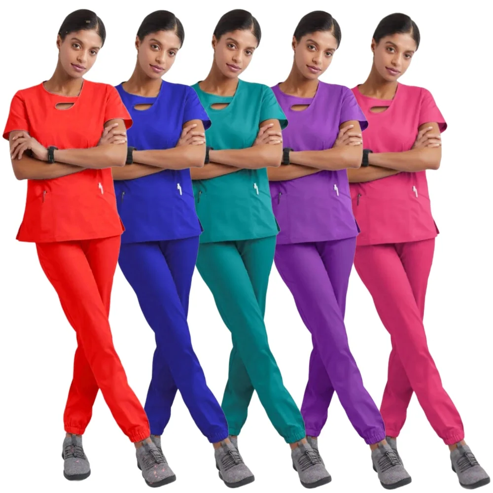 

New Fashionable Scrub Designs Women Jogger Clinic Nurse Medical Nursing Scrubs Sets Hospital Uniforms
