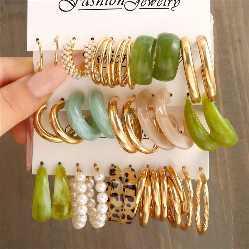Dangle Earrings Set Butterfly Acrylic Hollow Drop Earrings Heart Hoop Earring for Women Jewelry Gifts