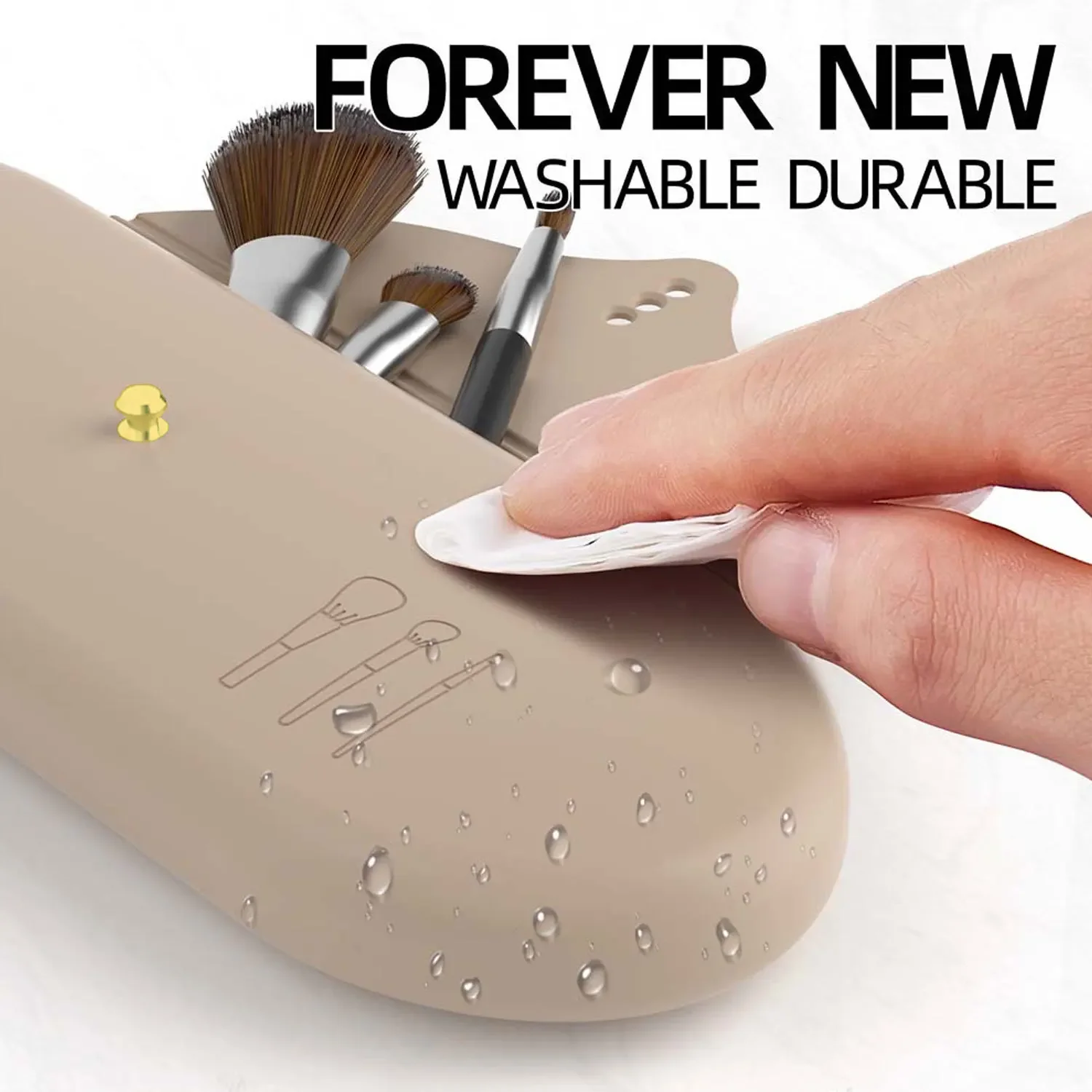 2025 New Travel Makeup Brush Storage Bag, Silicone Makeup Brush Holder, Dustproof Multi-functional Storage Box