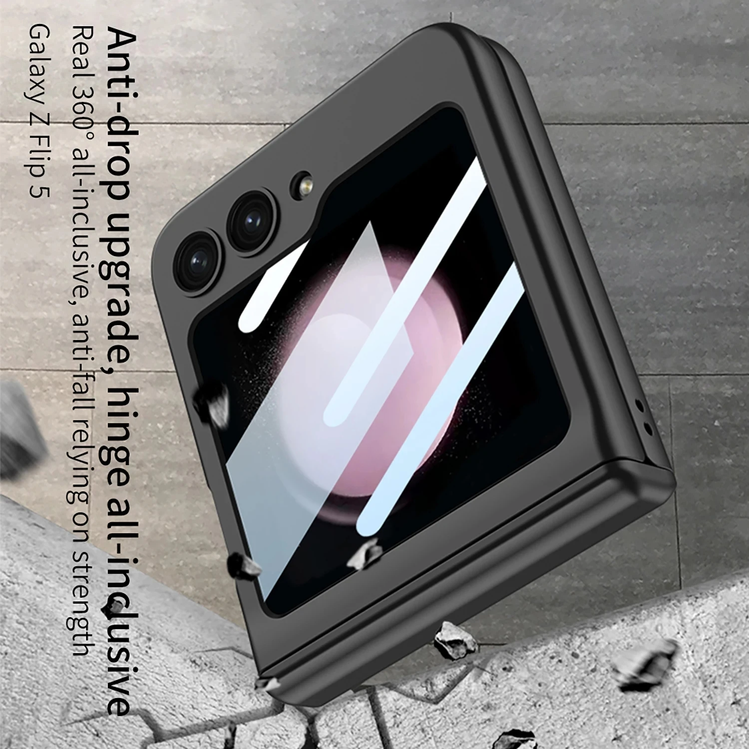 GKK Magnetic Hinge PC Hard Case For Samsung Galaxy Z Flip 5 5G Back Screen Glass Matte Protective Cover For Galaxy Z Flip5 Case