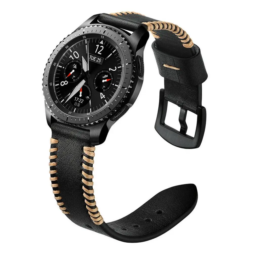 22mm Leather Strap For Samsung Galaxy Watch 3 Gear S3 Huawei Watch 3/GT3 Double Line Bracelet Wristband For Amazfit GTR/Stratos