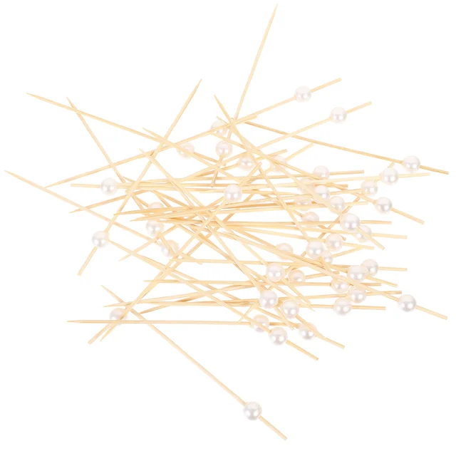 100 Db Koktélválasztás Dekoratív Gyöngyök Előétel Torta Fogpiszkáló Szendvicsek Bambusz