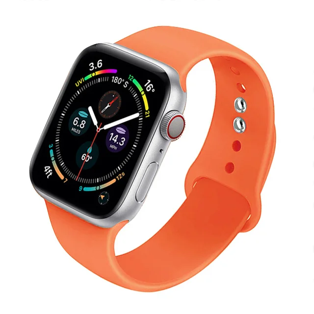 Silicone Strap For Apple Watch Band 44mm 40mm 41mm 38mm 45mm Smartwatch Rubber Sports Watchband Belt Bracelet iWatch 7 6 se 5 4 Apricot-18