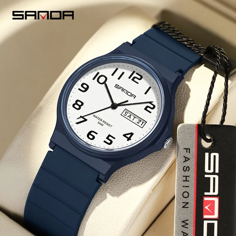 

SANDA 9072 Students Watches New Design Soft TPU Strap Water Resistant Quartz Movement Outdoor Sports Analog Wrist Watch