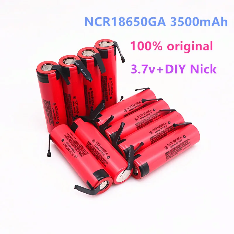 

10pcs 100% Original NCR 18650GA 30A discharge 3.7V 3500mAh 18650 rechargeable battery toy flashlight lithium battery+DIY Nickel