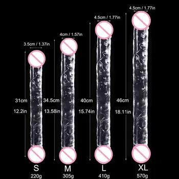 Double Ended Realistic Flexible Clear Jelly Dildos,Double Sided Lesbian Anal Play G-spot Stimulator Sex Toy for Women Men Couple 2