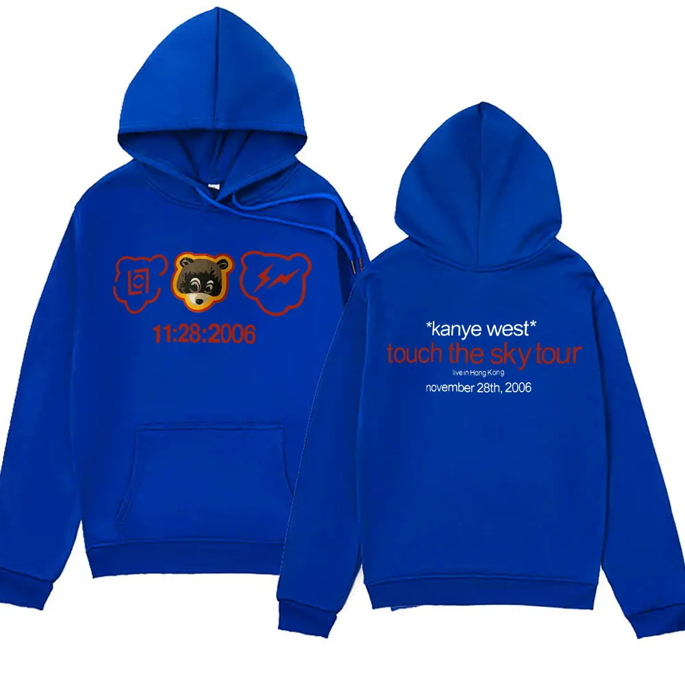 Rapper Kanye West The College Dropout Album Music Touch The Sky Tour Graphic Print Hoodie Fashion Hip Hop Hooded Sweatshirts