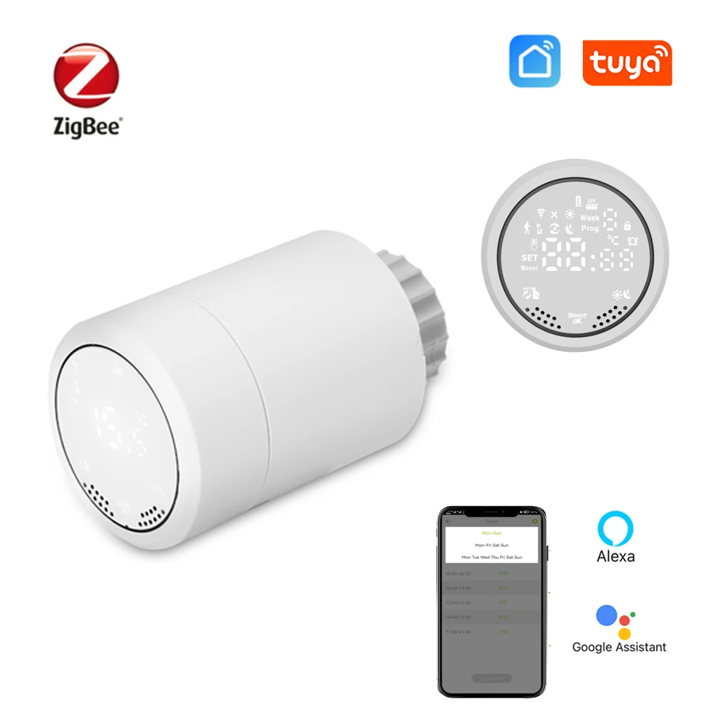 

Термостат Tuya Zigbee 3,0, привод клапана радиатора, TRV, программируемый регулятор температуры с приложением Alexa Google Home Smart Life