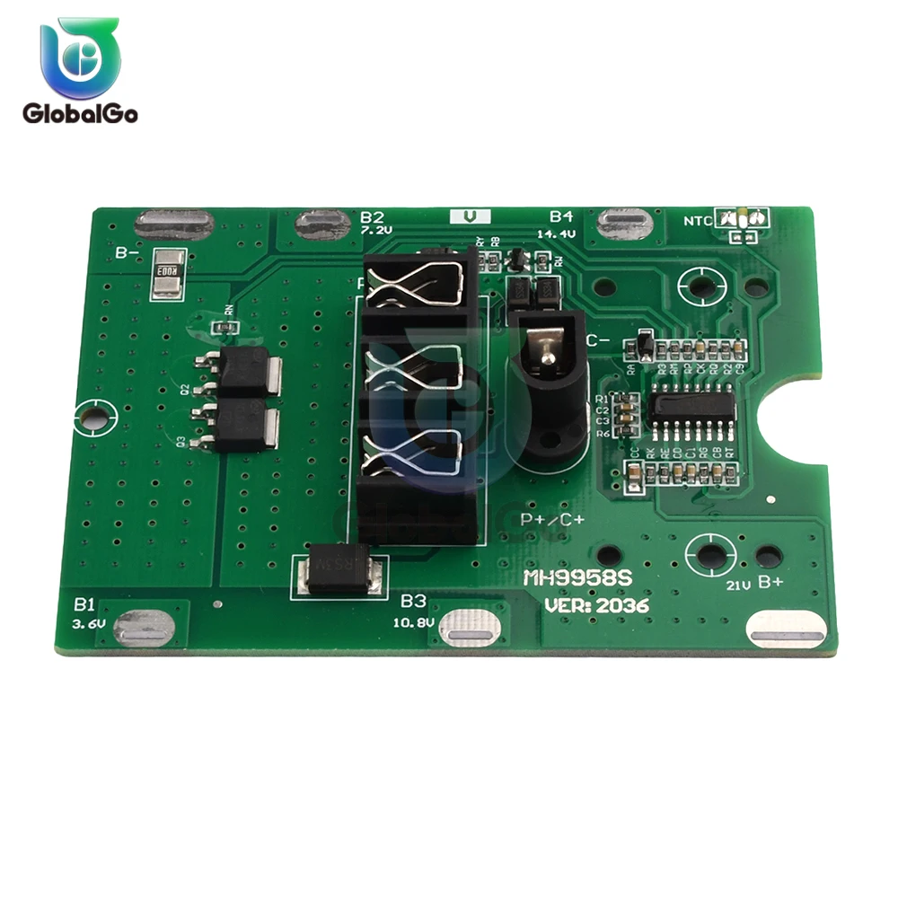 

BMS 5S 20A 21V 18650 Li-ion Battery Charge Board NTC Temperature Protection with DC Plug 5S BMS PCM For Electric Tools
