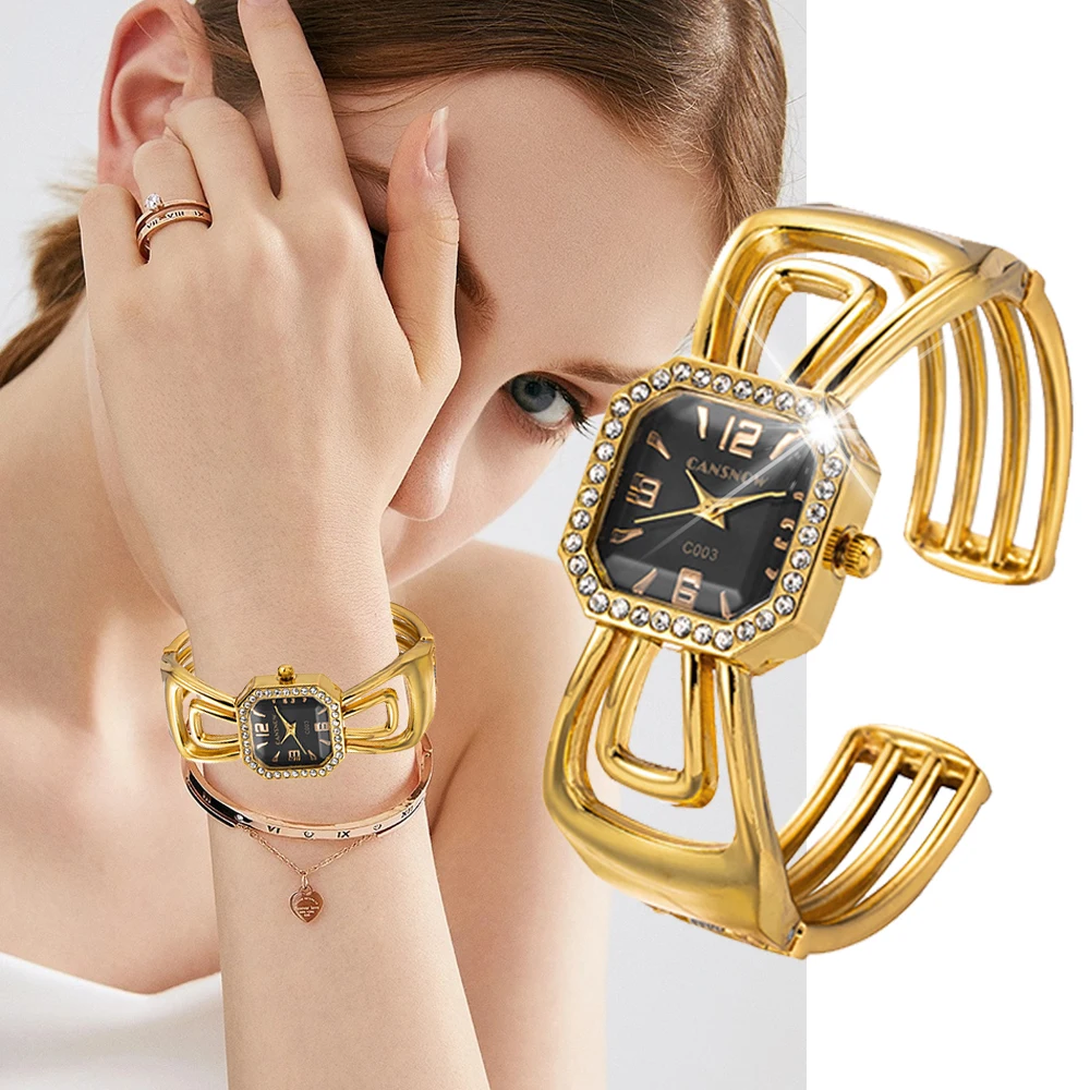 

Женские наручные часы из нержавеющей стали, роскошные часы с квадратным циферблатом, с маленьким циферблатом, под золото