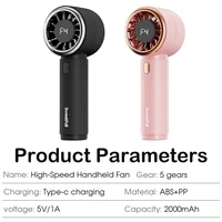 Ventilateur de poche tendance 2000 mAh 5 vitesses Design esthétique Climatiseur personnel Rechargeable Mini-refroidisseur portable 6