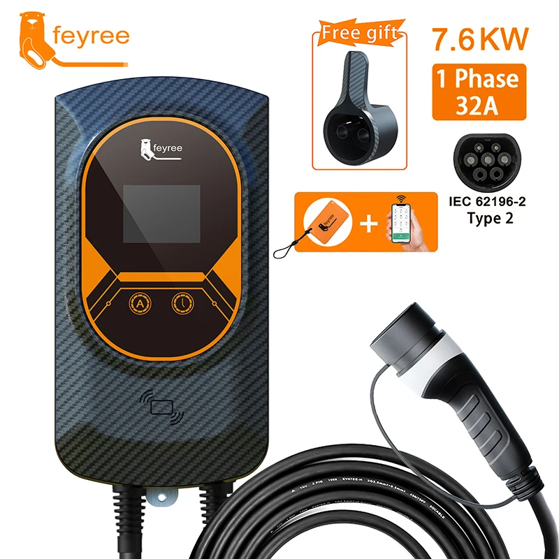 Fey123-Station de recharge pour véhicule électrique, chargeur de voiture,  boîtier mural EVSE, câble Vope2, IEC Powered SULAndrea Control, 32A, 7.6 KW,  11 KW, 22KW - AliExpress
