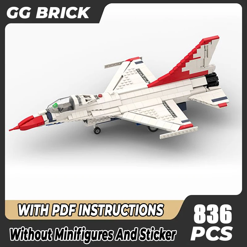 

Moc Building Bricks Military F-16 Thunder Bird Fighter Model Technology Modular Blocks Construstion Toy DIY Set Assembly Gifts