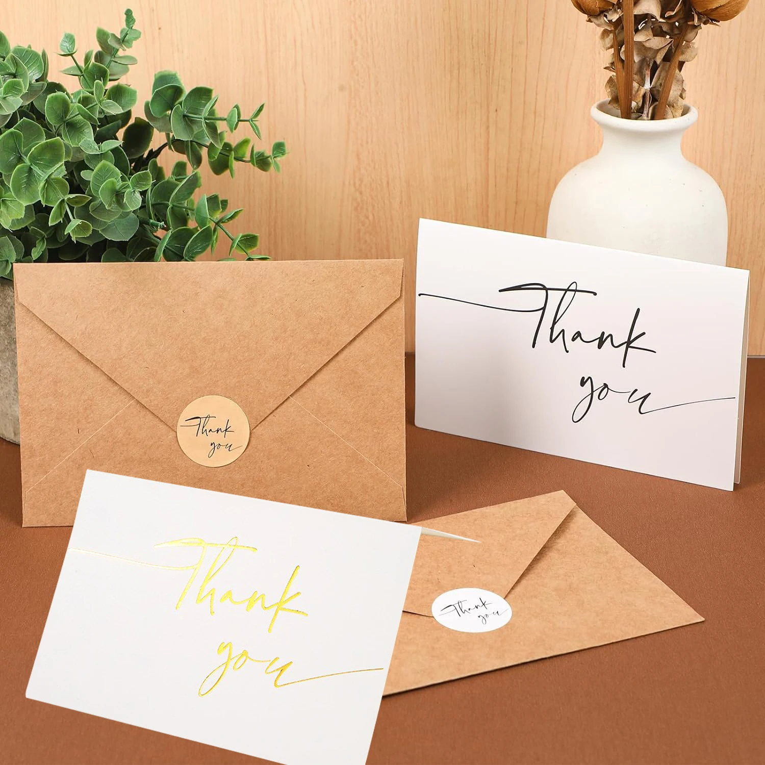 Elegant Thank You Card Set with Envelopes & Stickers