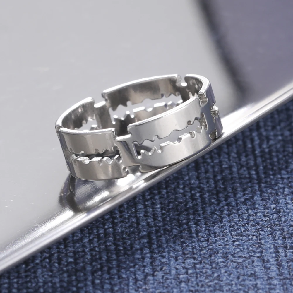 COOLTIME Anelli con lama in acciaio inossidabile per uomo Donna Punk Hip Hop Rock Argento Colore Coppia Anello Gioelleria raffinata e alla moda Regalo all'ingrosso - immagine 2