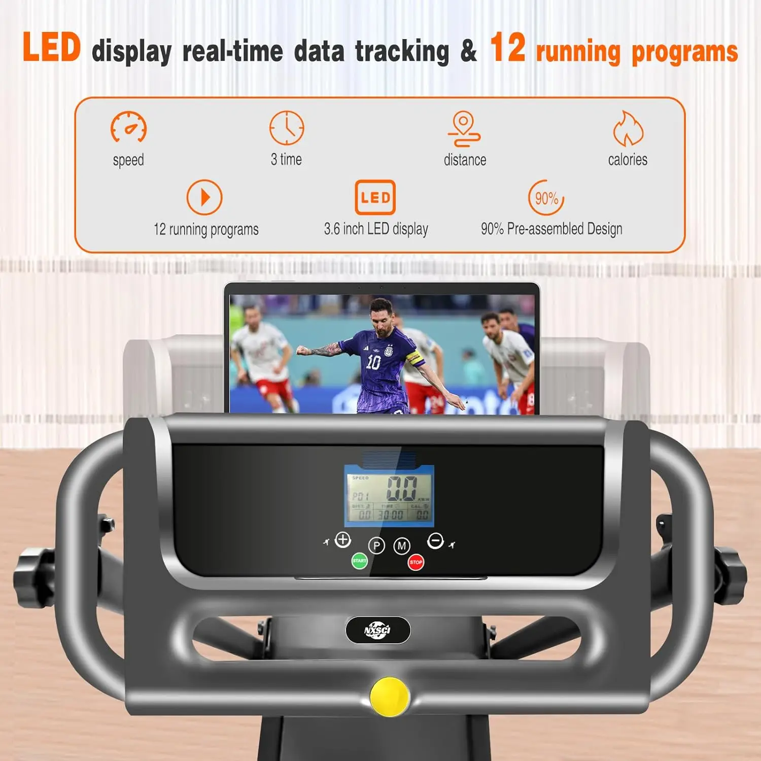 TOMILE Adjustable Folding Silent LED Treadmill Home Fitness Smart Wireless Control Electric Mini Walking Pad Treadmill