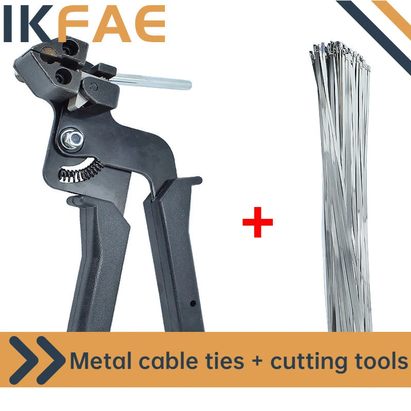 100pcs Self Locking 304 Stainless Metal Cable Ties Cutting Tool 100mm