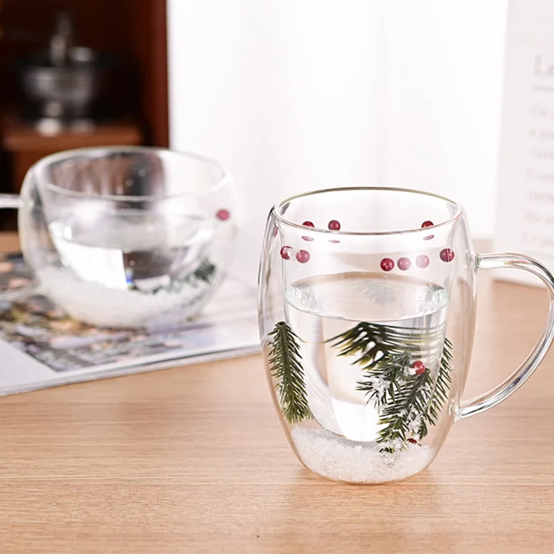 New Creative Double Wall Glass Mug Cup with Dry Flower Funny Transparent  Aesthetic Coffee Juice Milk Water Cup Personalized Gift - AliExpress