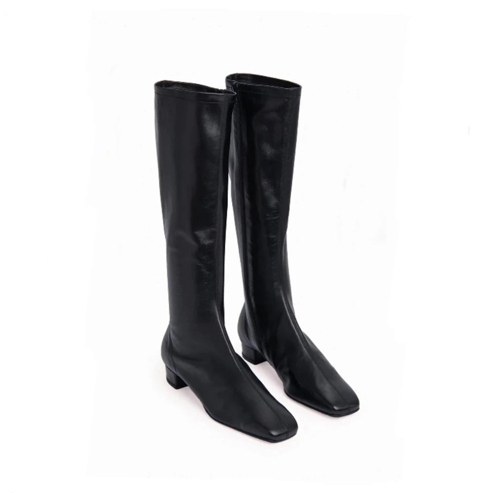 Women Knee High Boots Soft Genuine Leather Warm Long Shoes Woman High Heeled Motorcycle Boots Elegant Lady FEDONAS Brand women knee boots