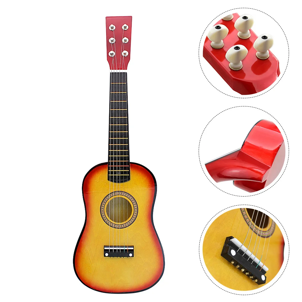 

23 Inch Guitar 23 Inch Acoustic Guitar 6 String Concert Ukulele Kids Beginners Mini Wooden 6 String Hawaii Guitar Mahogany