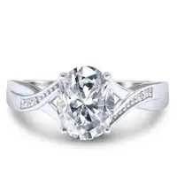 2CT Classic Pigeon Egg Dcolor Moissanite Circular Curve Ring