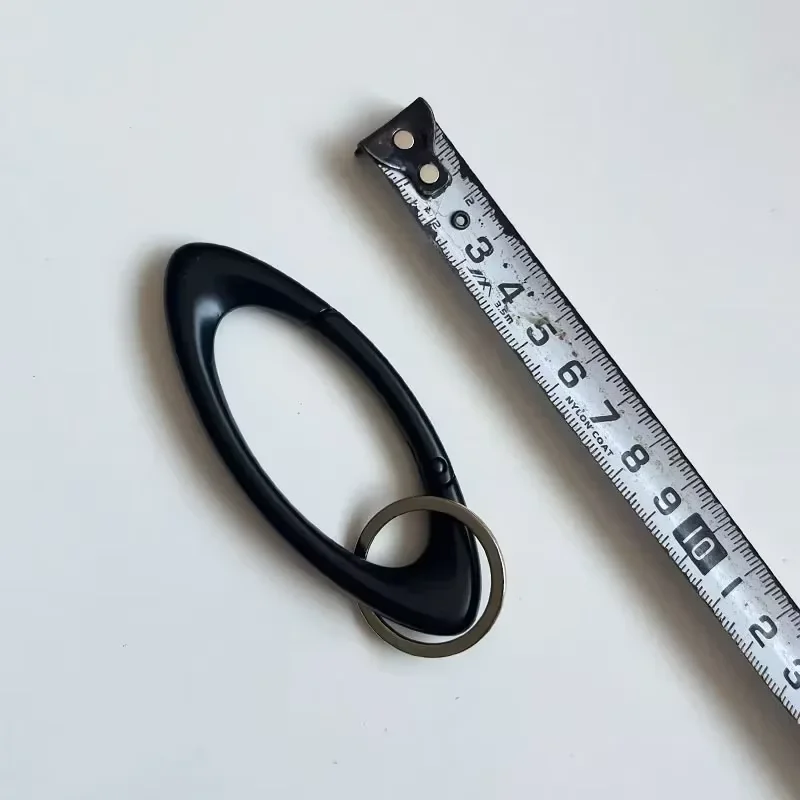 Sleek Blackout Carabiner Keychain with Oval Belt Buckle and Silver Key Ring