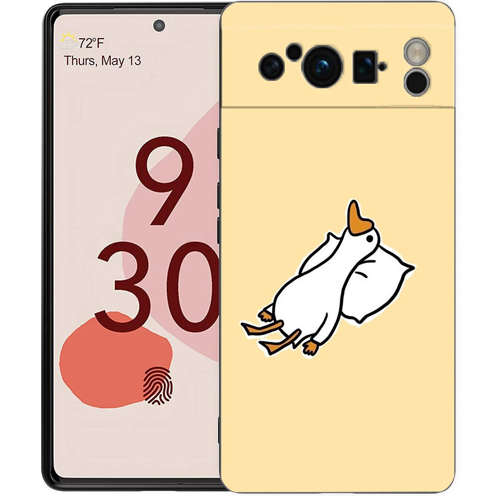 Cute Cartoon Duck Shockproof Black Soft TPU Back Cover Phone Case
