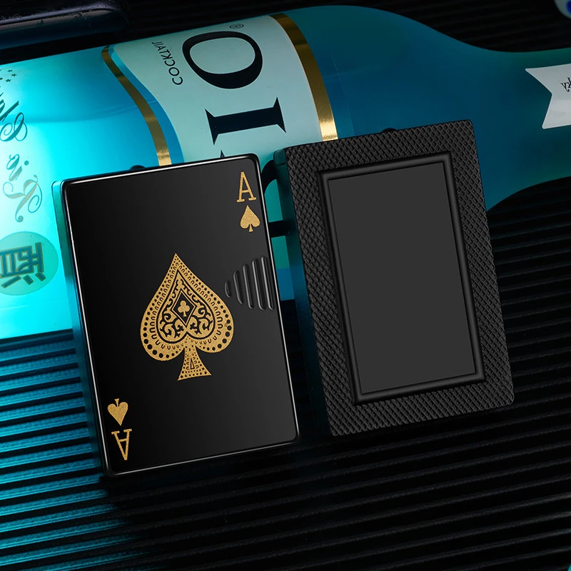 

Poker Metal Inflatable Windshield with Money Verification Lamp Exquisite Lighter Sticker Christmas Gift