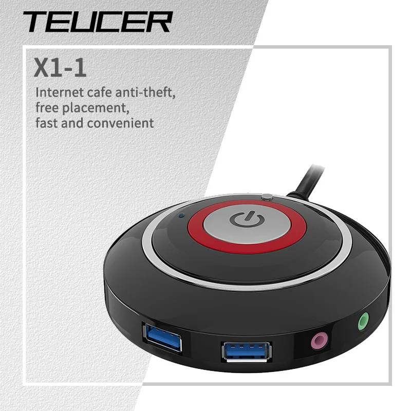 듀얼 USB 오디오 데스크탑 호스트가 있는 TEUCER 컴퓨터 데스크탑 스위치 버튼 외부 시작 버튼 붙여넣기 유형 스위치