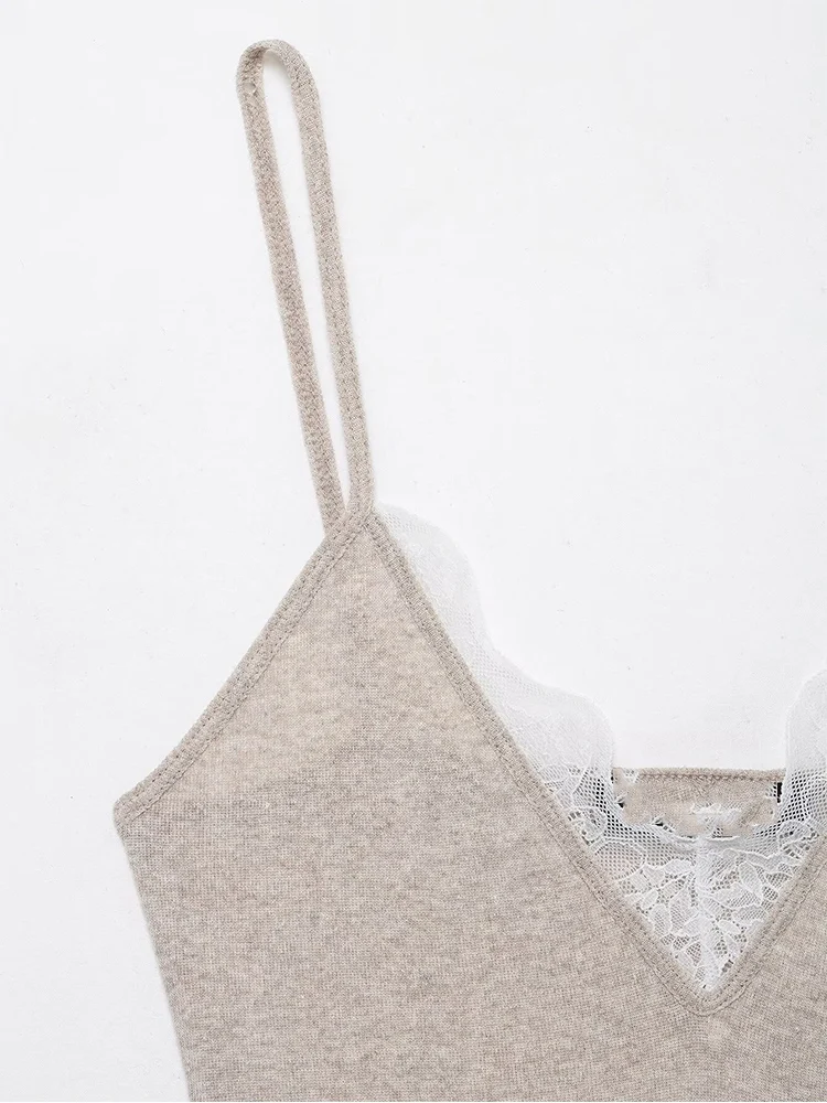 Women Sexy Slim Camisole Lace Sling Tank Top Vest Fashion Sleeveless V-neck Tops Chic Lace Spliced Summer Female Strap Tops