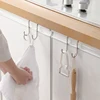 304 Stainless Steel Hook Free Punching Double S-Shape Hook Kitchen Bathroom Cabinet Door Silvery Type Coat Towel Storage Hanger 2
