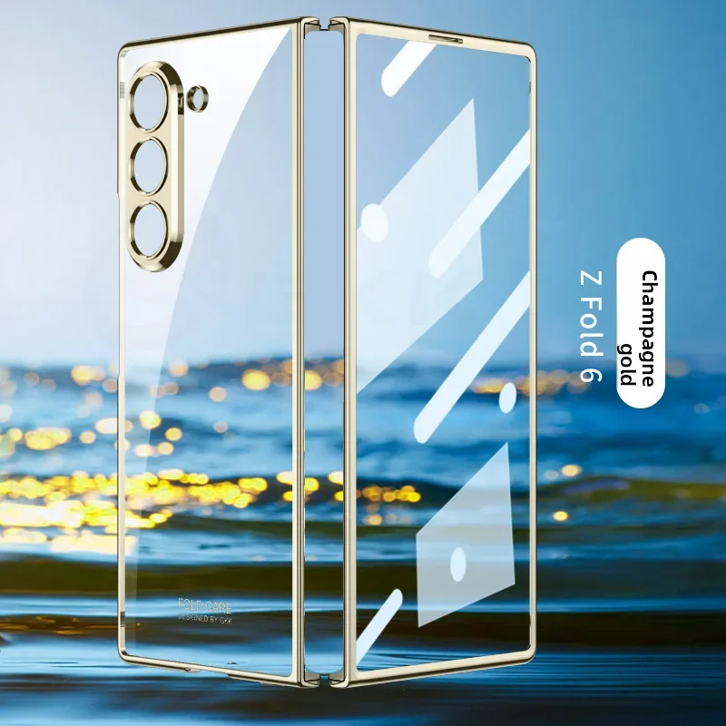 Elegant Electroplated Transparent Phone Case with Integrated Screen Protector and Sleek Phantom Design