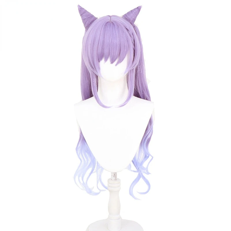 

Парик для косплея аниме Genshin Impact Cosplay Keqing Ponytails, термостойкие синтетические волосы для Хэллоуина, для девочек