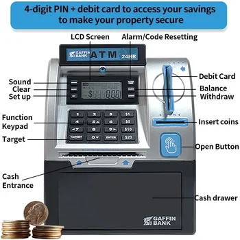 Bank Atm Automatic Deposit Teller Machine Toy Smart Password Swipe Card Saving Box Children Electronic Piggy Bank Kids Gift 1